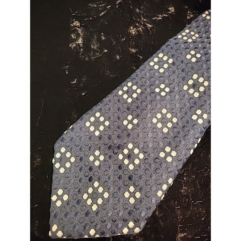 Vintage Story Cravats Mens Neck Tie Blue White Accents Dots Professional